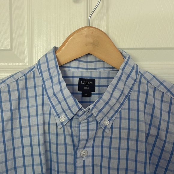 NWOT J. Crew Men's XL Blue Gingham Checkered Button Down Dress Shirt - Picture 2 of 2